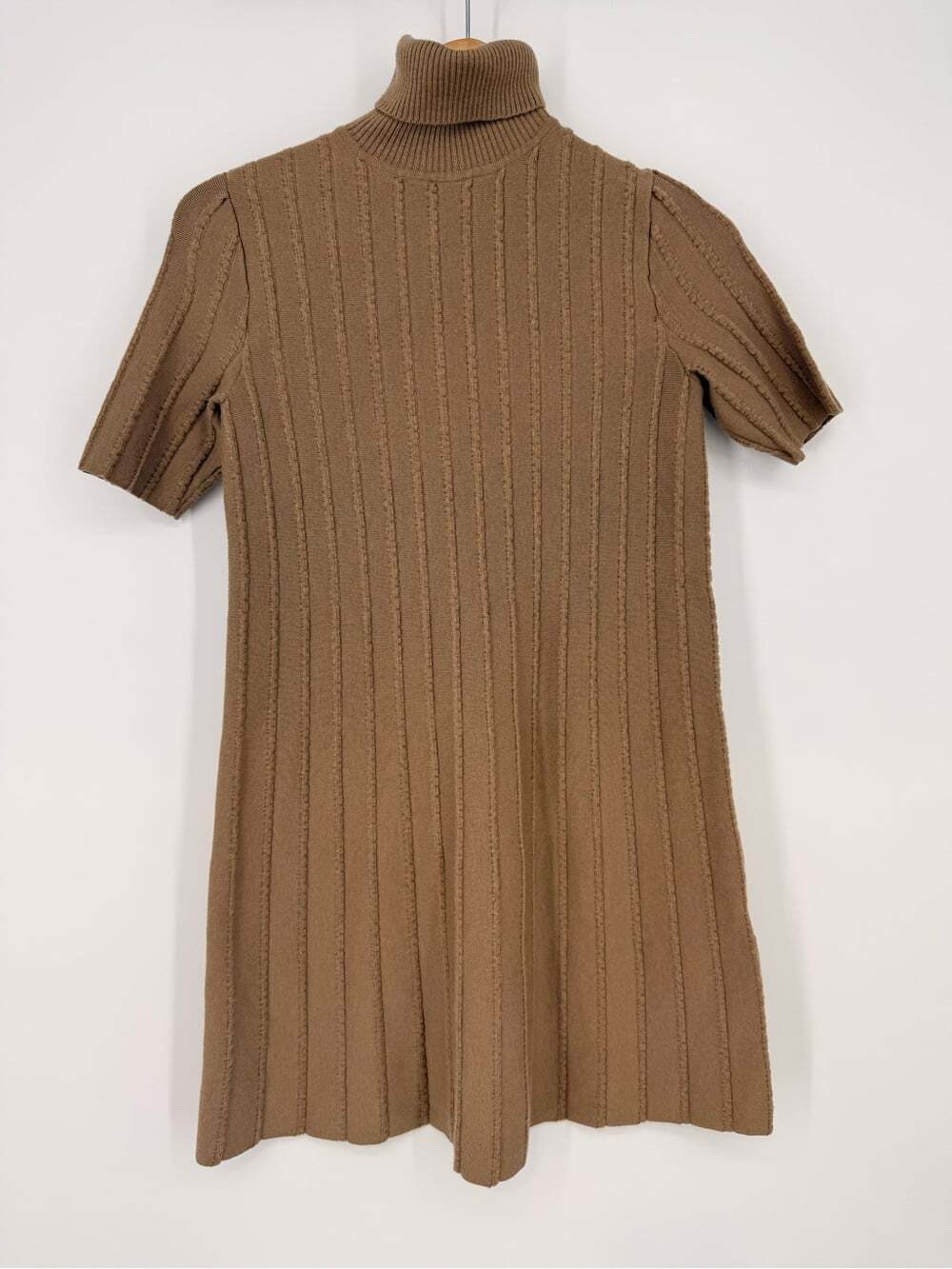COS Brown Ribbed Turtleneck Mini Dress